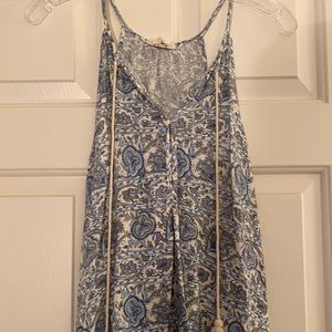 Paisley blue and white tank